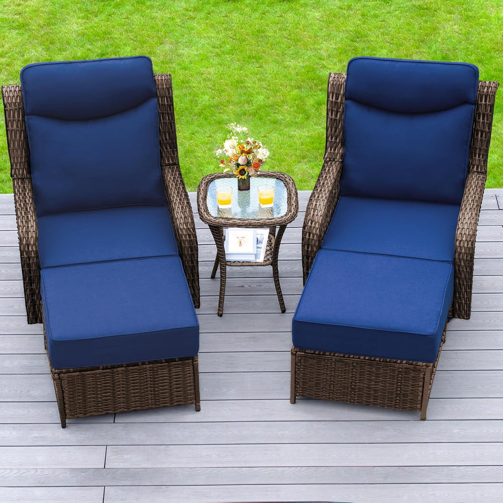 PIZZELLO Outdoor Swivel Rocker Chairs 5 Pieces Wicker Swivel Patio Chair w/Ot...