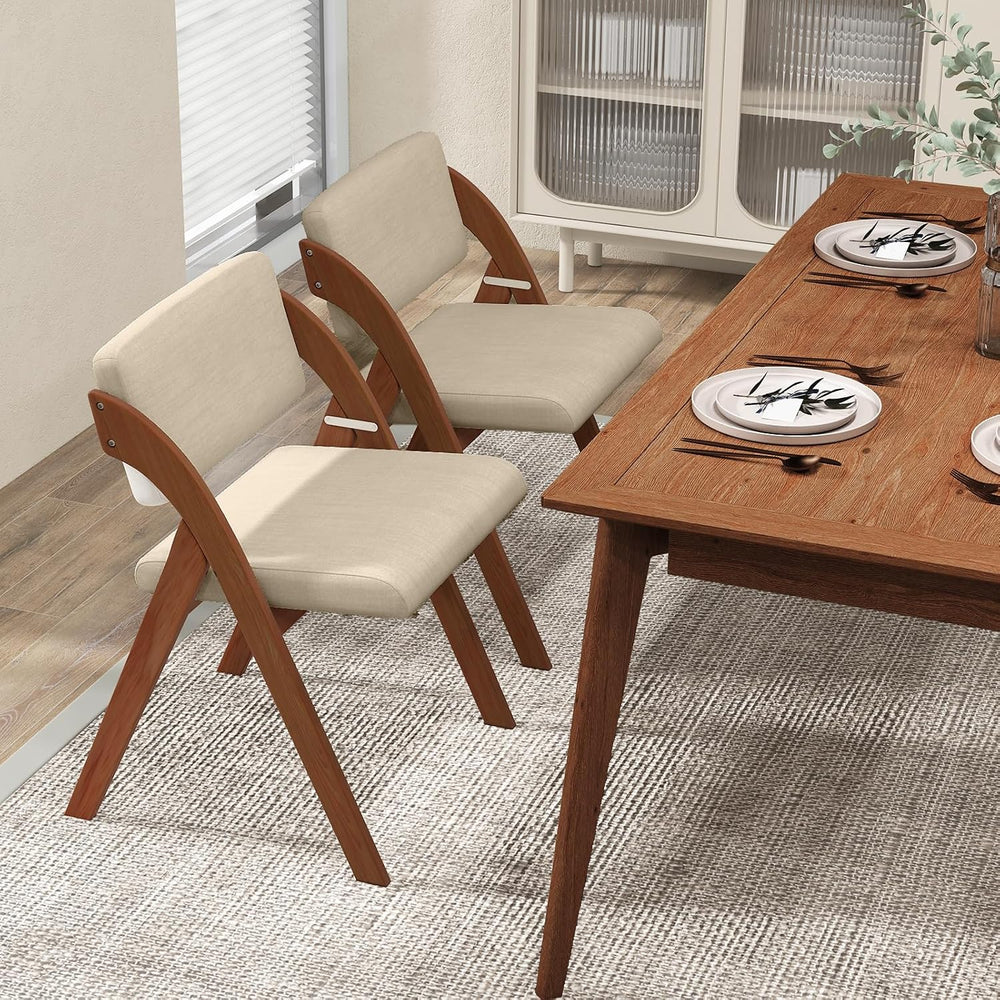 GOFLAME Folding Dining Chairs Set of 2, Upholstered Kitchen Chairs with Padde...