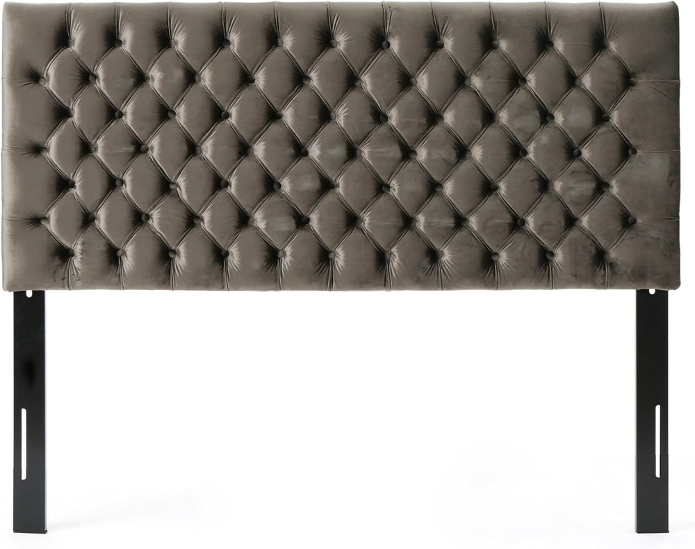 Christopher Knight Home Jezebel Velvet Headboard, Queen / Full, Grey / Black ...