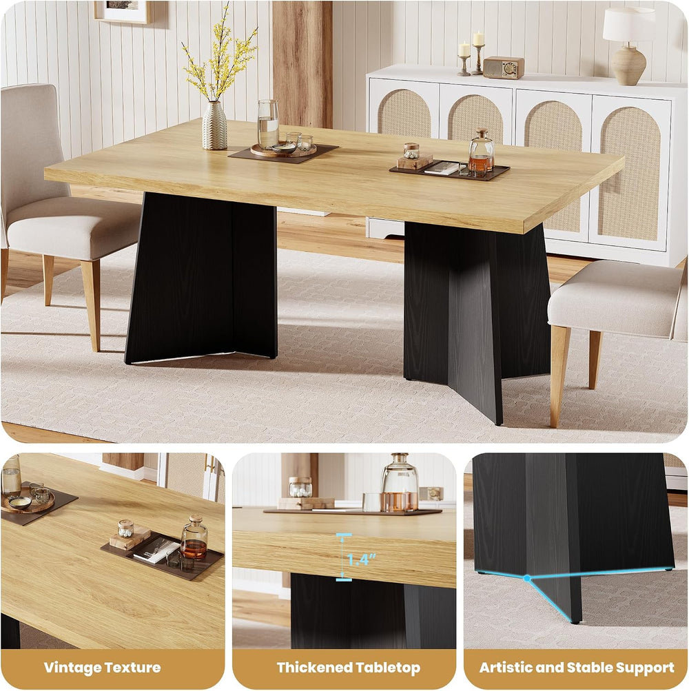 GarveeHome Dining Table for 6-8 People - 63" Modern Long Kitchen Table w...