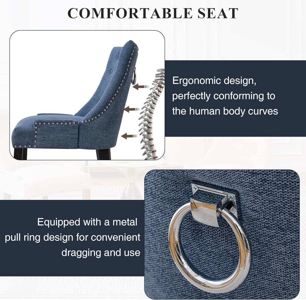 adochr Dining Chairs Set of 6, Upholstered Fabric Dining Room Chairs with Nai...