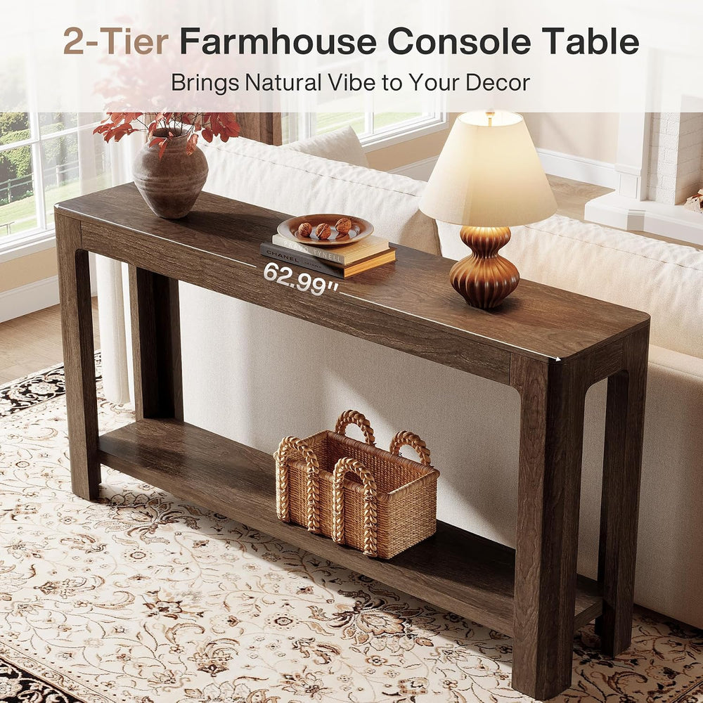 Tribesigns 63 Inch Entryway Console Table, 2-Tier Farmhouse Narrow Sofa Table...