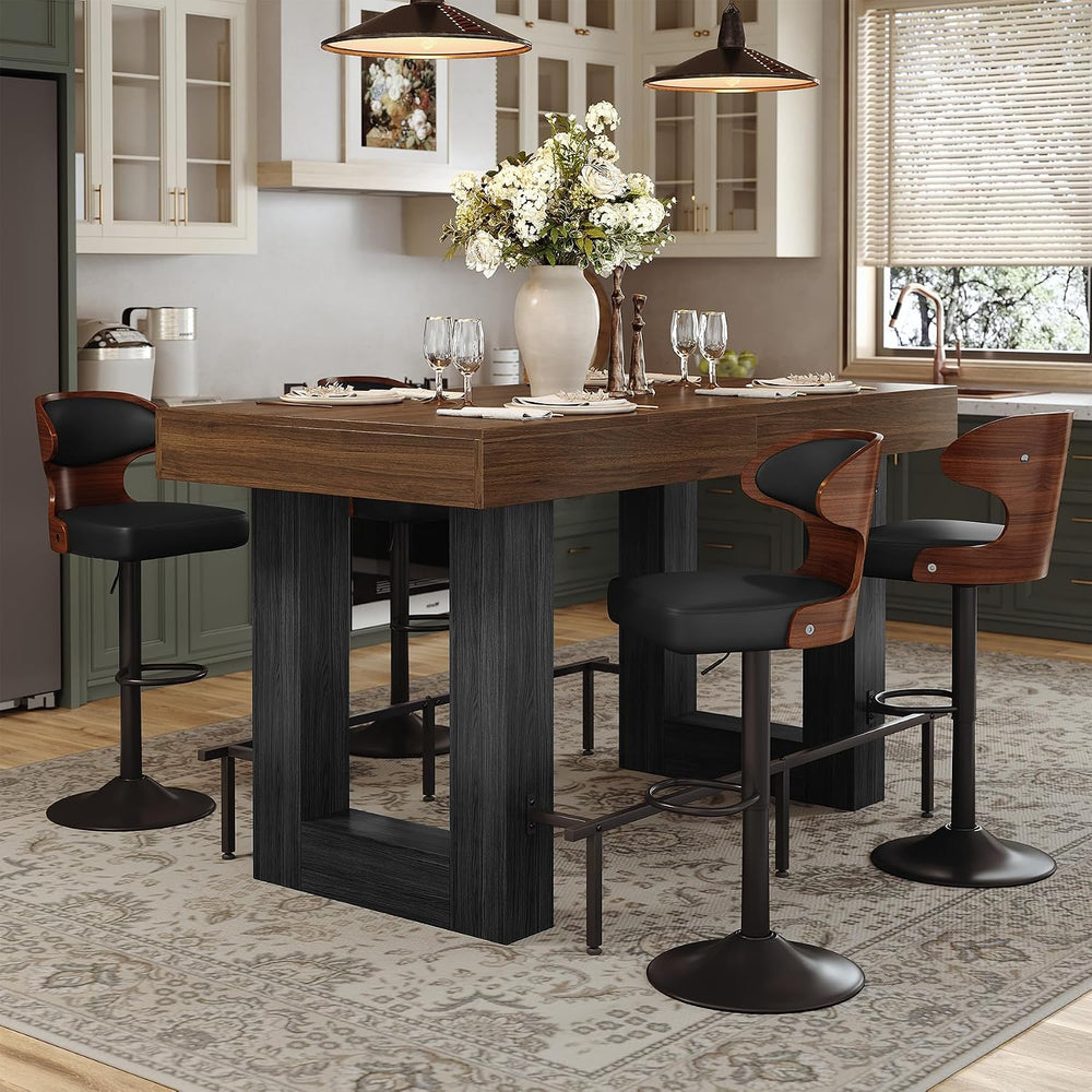 Miereirl 5-Piece Bar Table Set, 63" Counter Height Dining Table with 4 S...