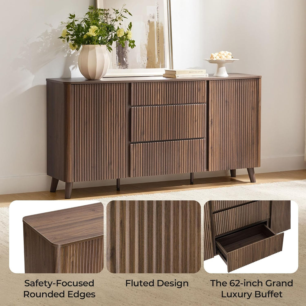 CHITA 62" Sideboard Buffet Cabinet with Storage, Living Room Accent Cabi...