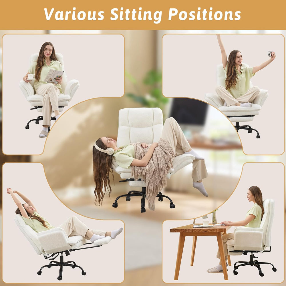 Wider Seat Office Chair with Flip Armrests for Criss Cross Legged&Cats, B...