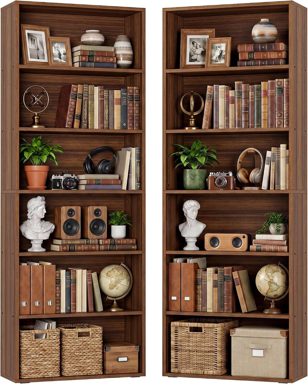 IRONCK Bookshelf and Bookcases 70" Tall, 6 Tiers Display Storage Shelves