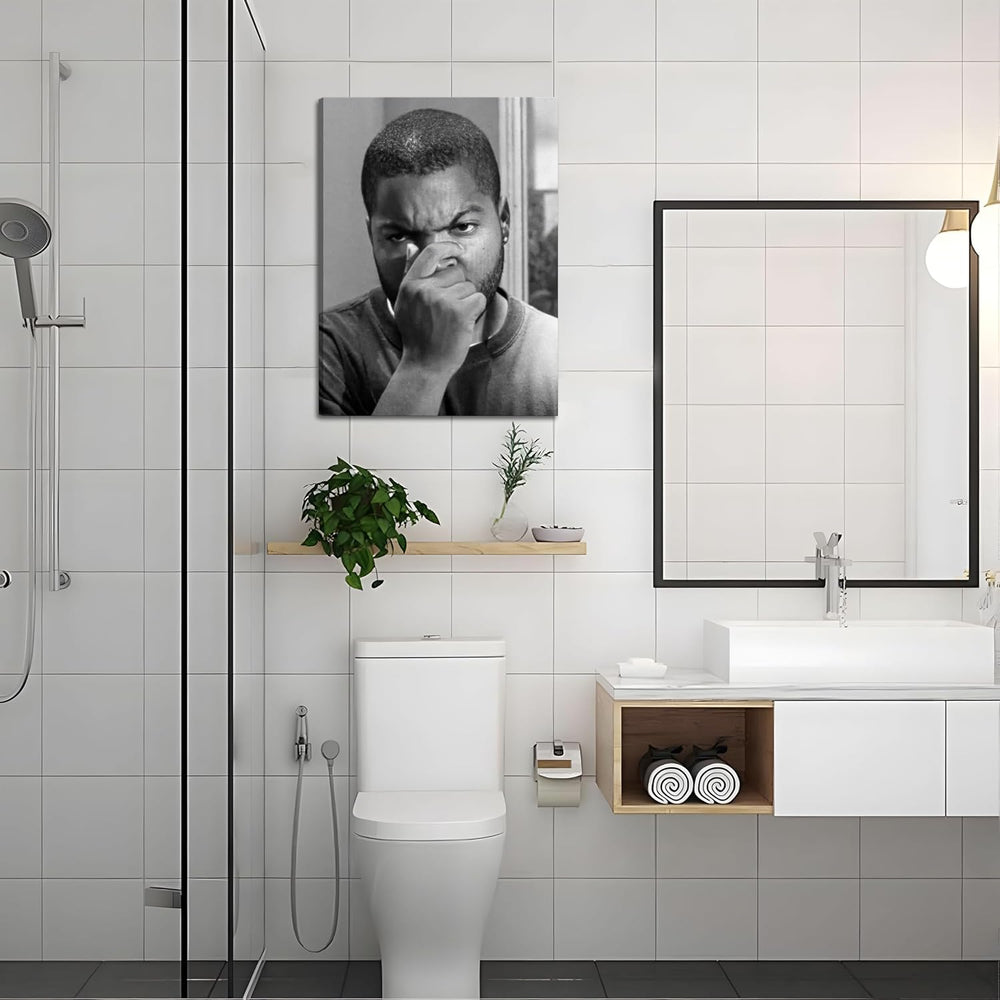 Framed Funny Bathroom Canvas Wall Art Set of 2 - Black and White Vintage Come...