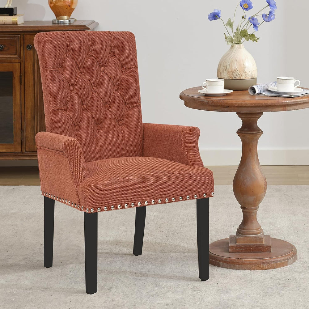adochr Dining Chairs with Arms,Linen High Back Dining Room Chairs, Orange | U...