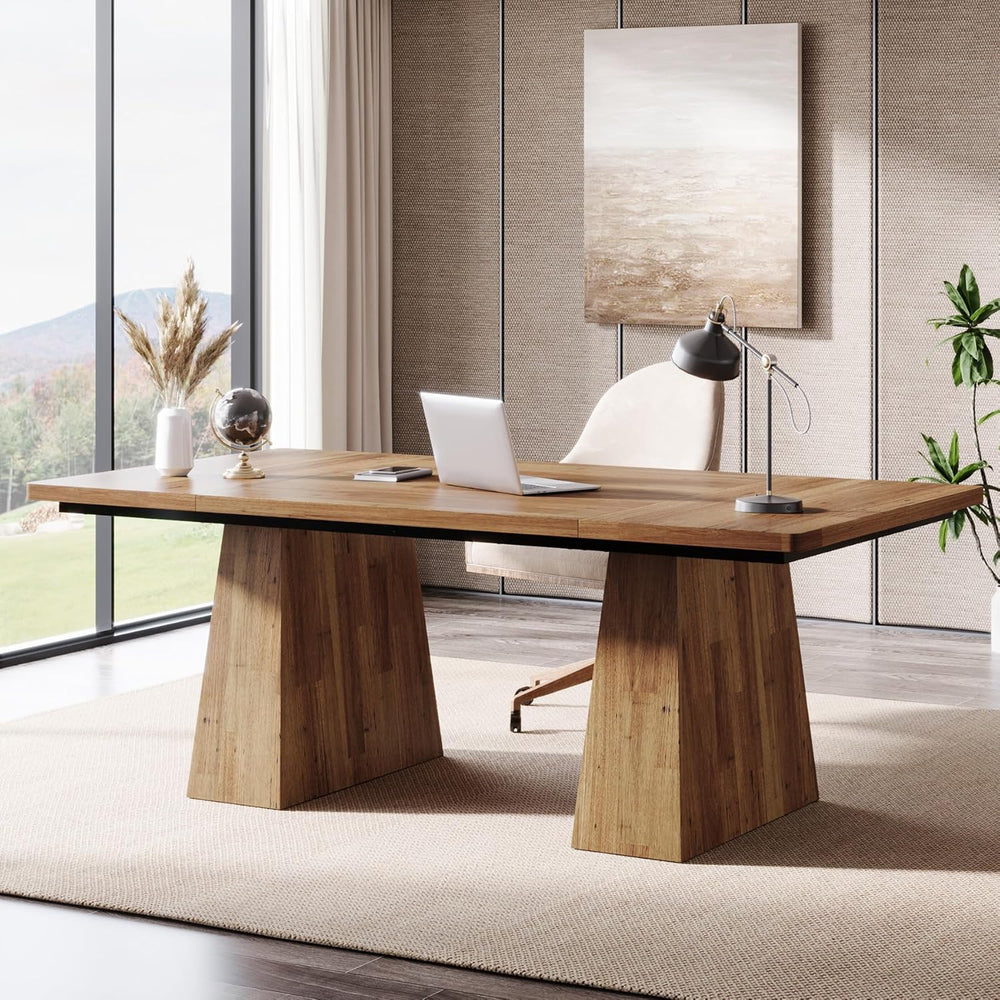 Tribesigns 63-Inch Executive Desk, Large Office Computer Desk with Double Ped...