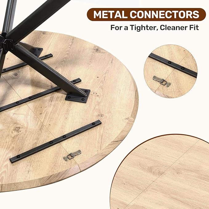 47.2" 5-Piece Round Dining Table Set for 4, Modern Wood Dining Table wit...