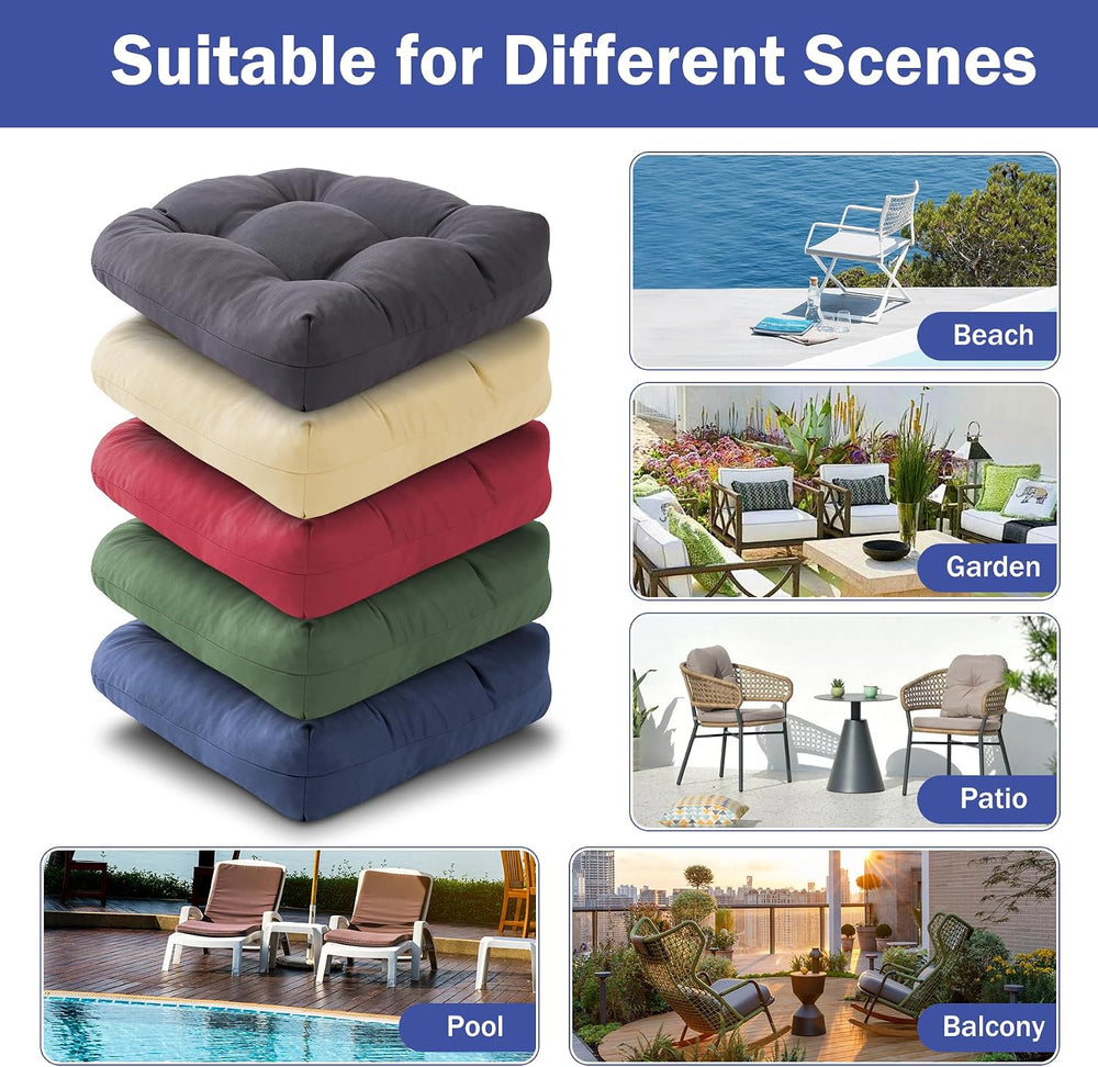 IPYNBAP Outdoor Chair Cushions Set of 2, Patio Chair Cushions with Ties,19x19...