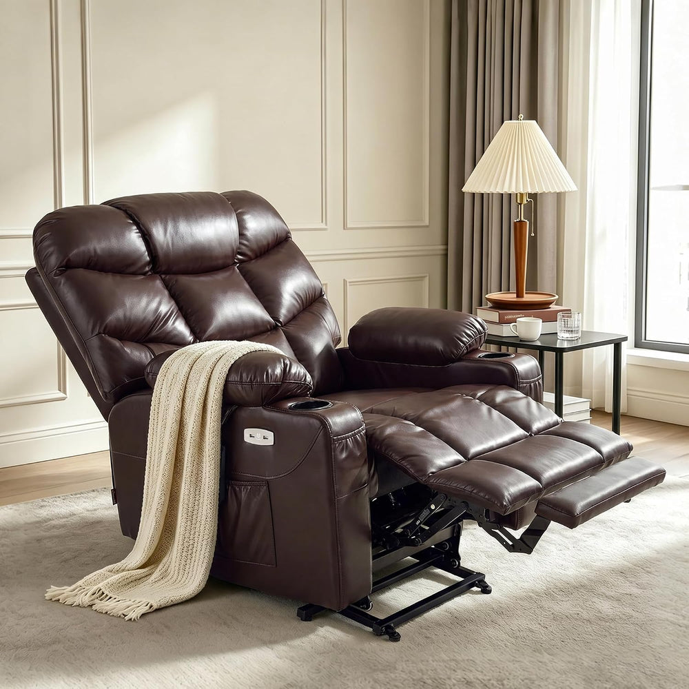 MCombo Power Lift Recliner Chair, Leather R7289 (Dark Brown, Medium-Wide)