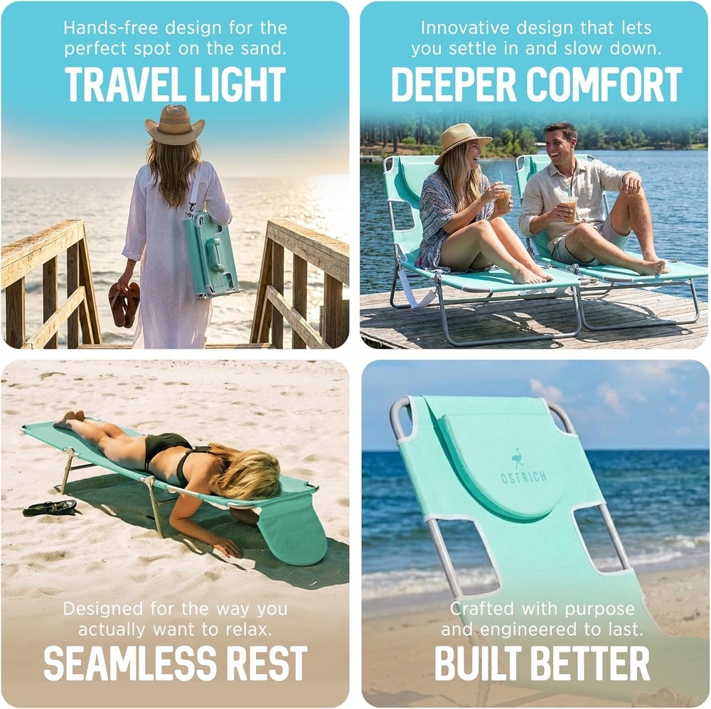 Ostrich The Original Chaise Lounge 72 x 22 Inch Portable Reclining Lounger