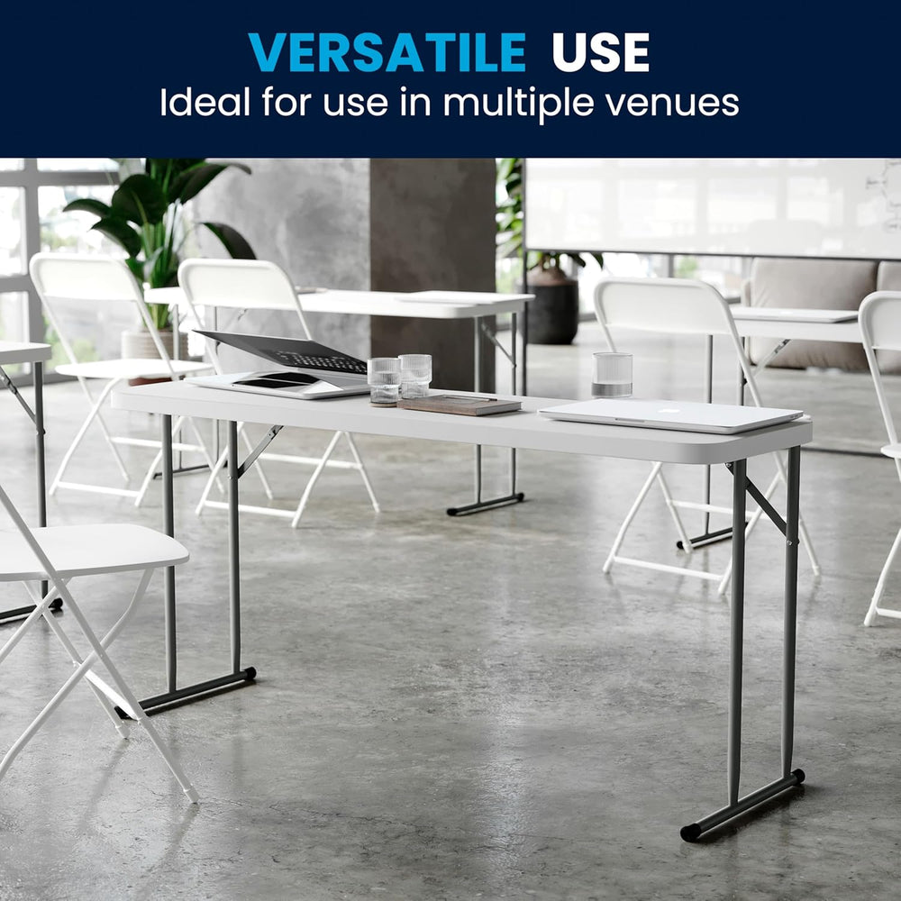 Flash Furniture Kathryn 5' Rectangular Plastic Folding Table, Long Plasti...
