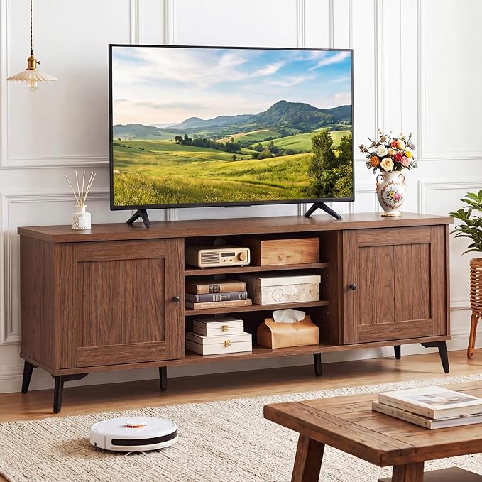 Giantex 2-Door TV Stand for TVs up to 65", Mid Century Modern Entertainm...