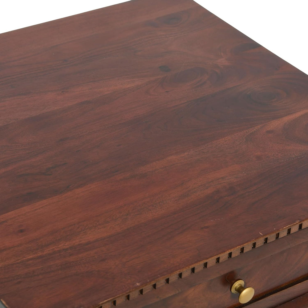 Creative Co-Op Maxwelton Solid Wood End Table with Drawer and Woven Cane Stor...