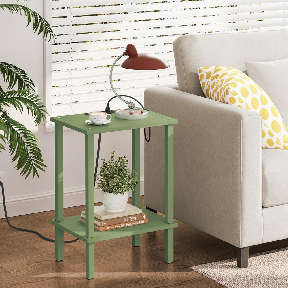 TUTOTAK End Table with Charging Station, Small Side Table with Outlets, Night...
