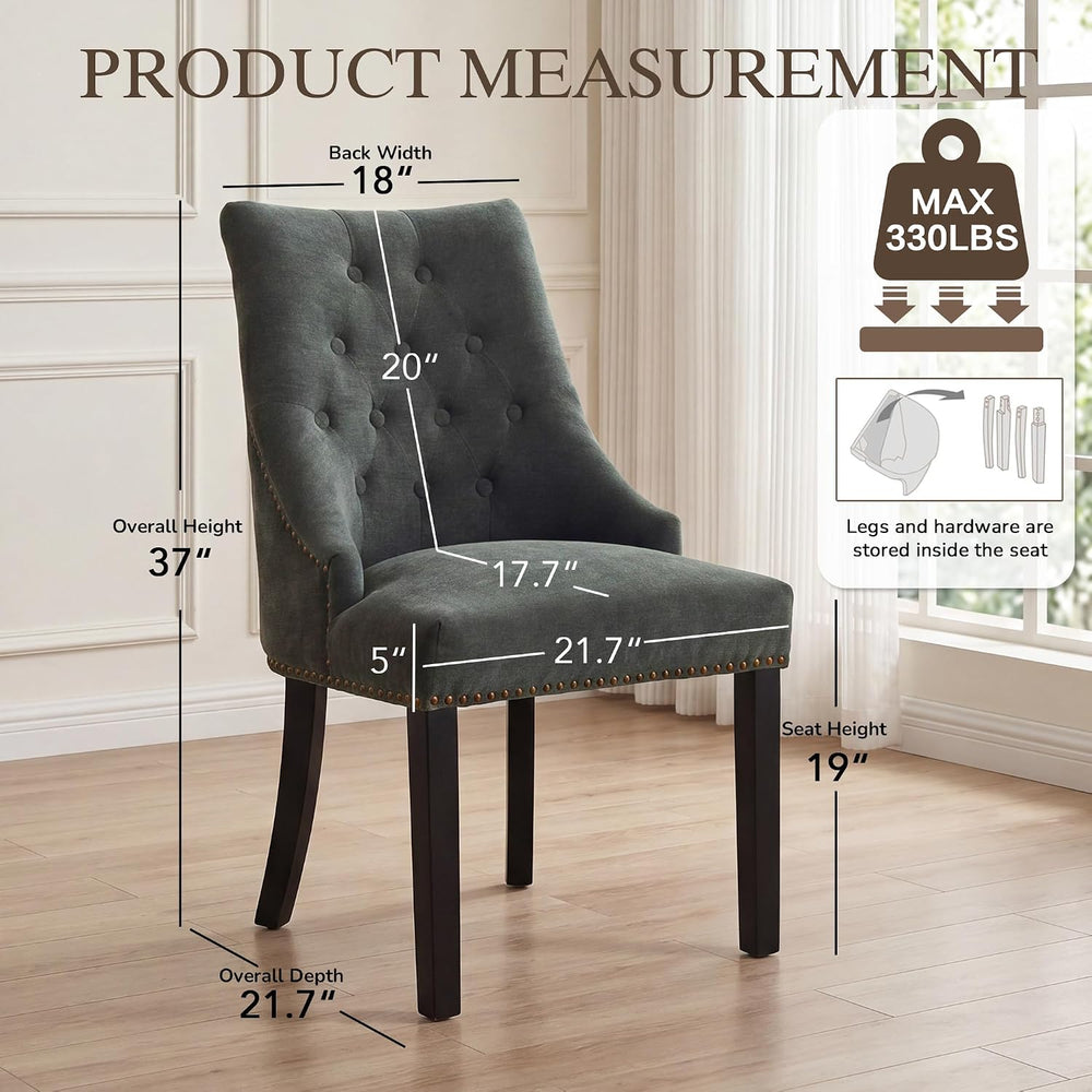 LSSBOUGHT Tufted Dining Chairs, Upholstered Accent Chairs with Nailhead Trim ...