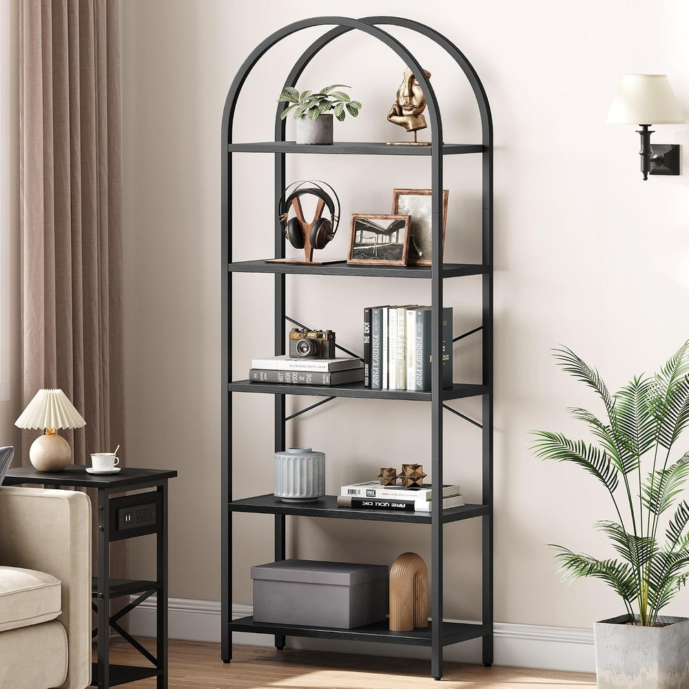 IDEALHOUSE Bookshelf 5 Tier Bookcase Arched Display Racks Tall Standing Books...