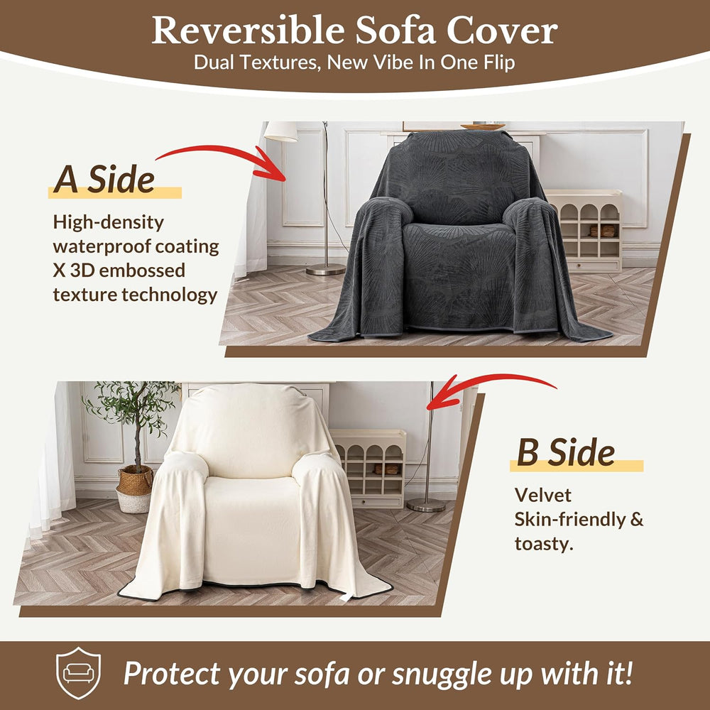 Waterproof Armchair Couch Cover for Pet,71"x91",Charcoal Gray