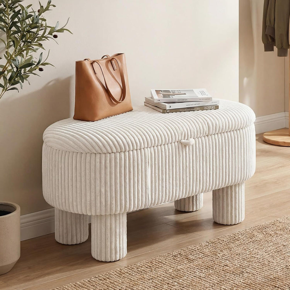 Giantex 42'' Storage Ottoman Bench, Corduroy Fabric Upholstered End o...
