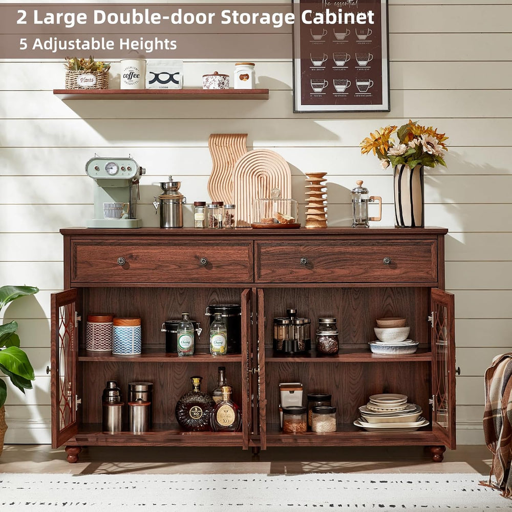 Joaxswe Farmhouse Sideboard Buffet Cabinet with Storage,59" Large Creden...