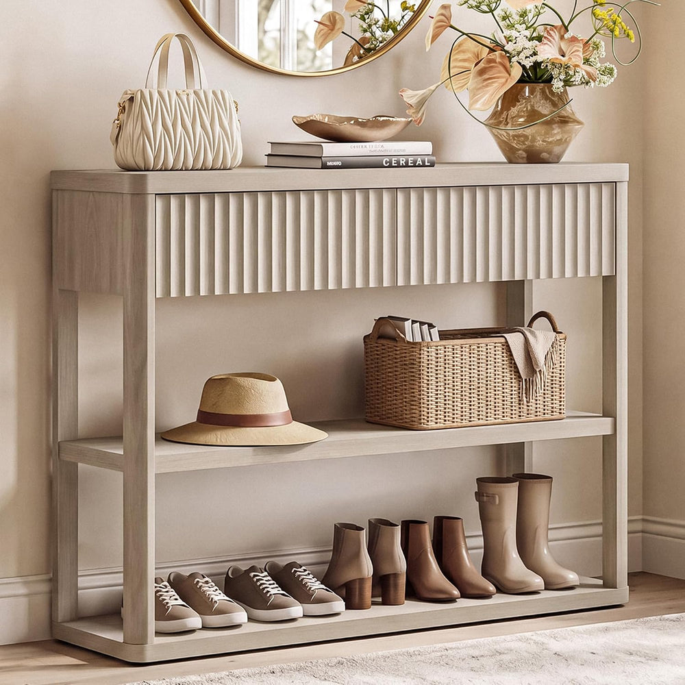 SICOTAS Fluted Entryway Table with Storage, 44.13" W Console Table with ...