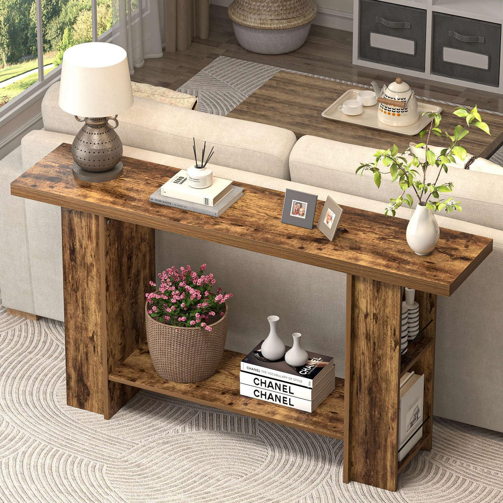 FOLUBAN Console Table for Entryway, Farmhouse Sofa Table with Side Storage fo...