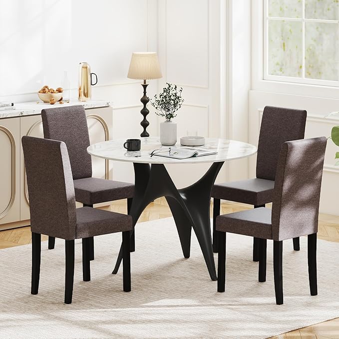 Giantex Upholstered Dining Chair Set of 2, Mid Century Modern Fabric Kitchen ...