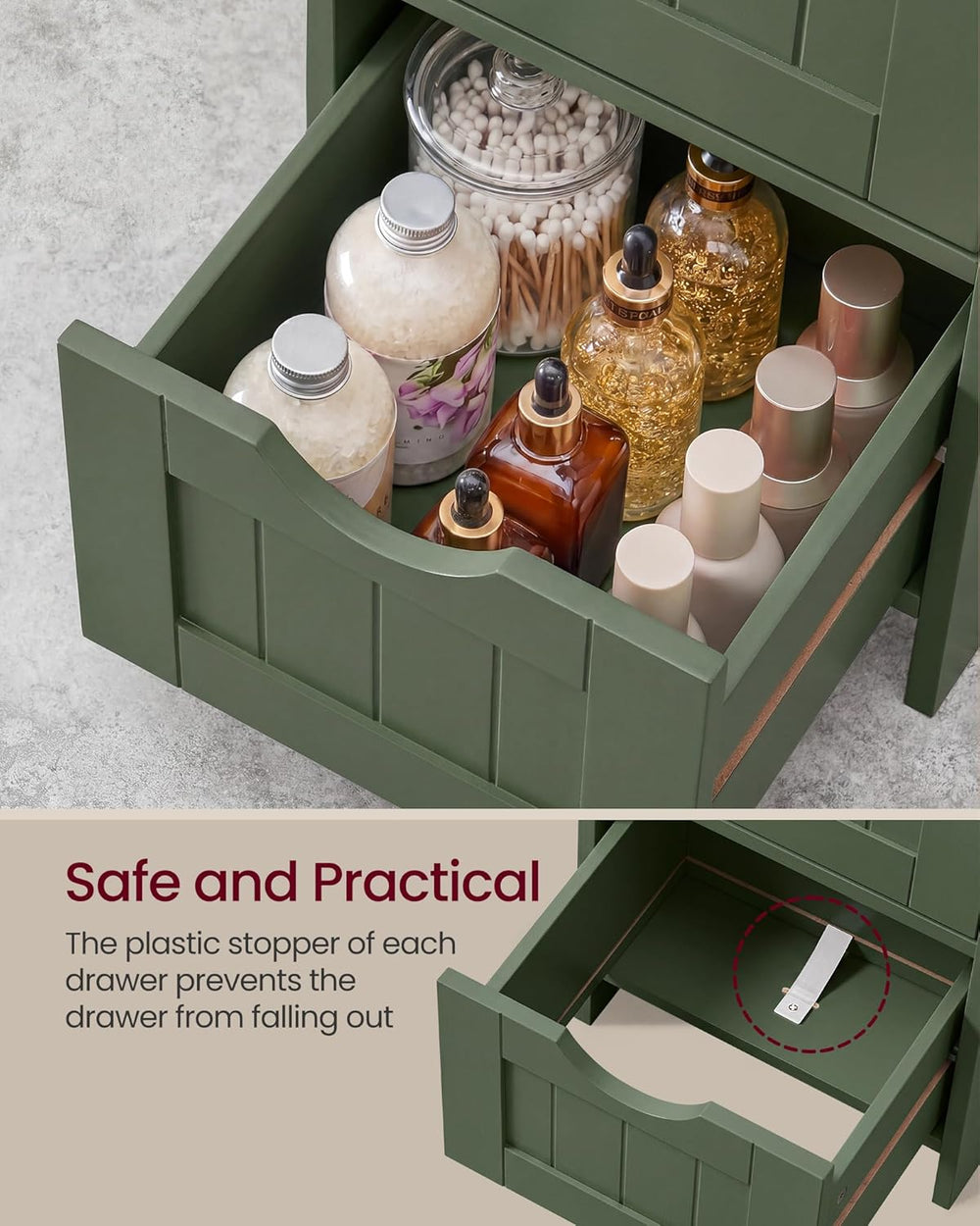 VASAGLE Floor Storage Cabinet, Freestanding Storage Organizer with 4 Drawers,...