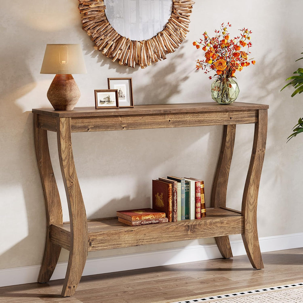 Solid Wood Console Table for Entryway, 41.3-Inch Farmhouse Sofa Table with St...