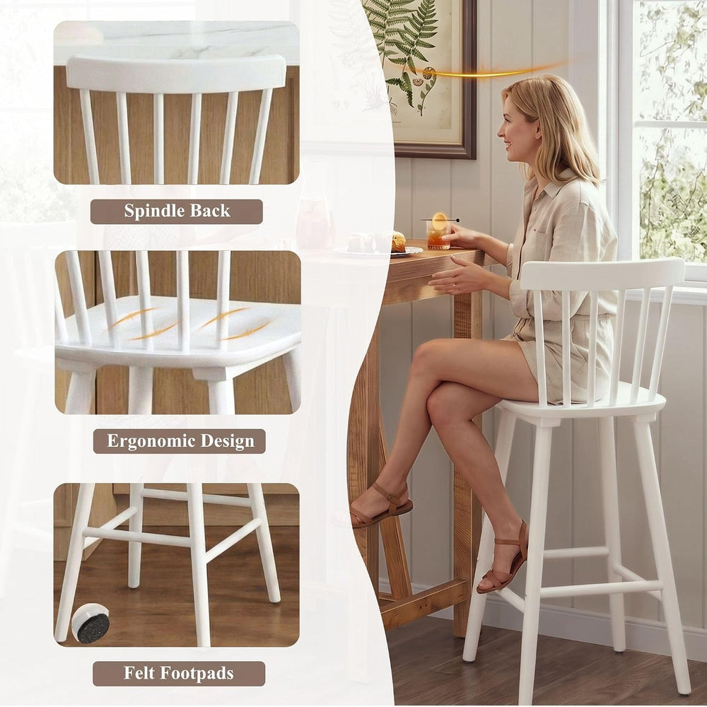 Windsor Bar Stools Set of 2, 26 Inch Counter Height Barstools Wooden Barstool...