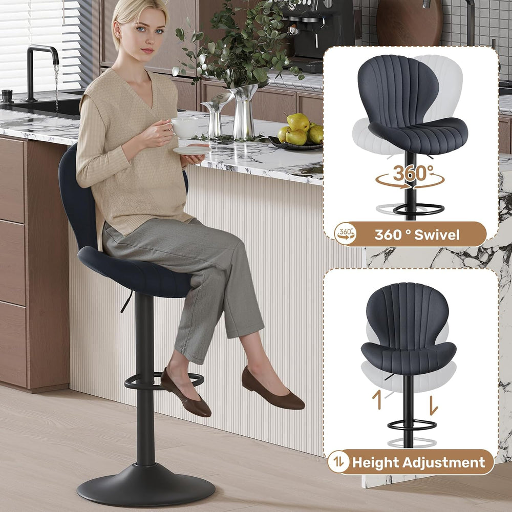 Bar Stools Set of 2 Swivel Adjustable Bar Chairs