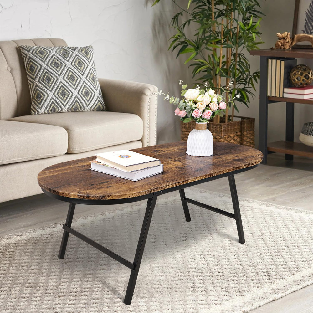 Folding Coffee Table for Living Room Industrial Brown Small Low Table Wooden ...