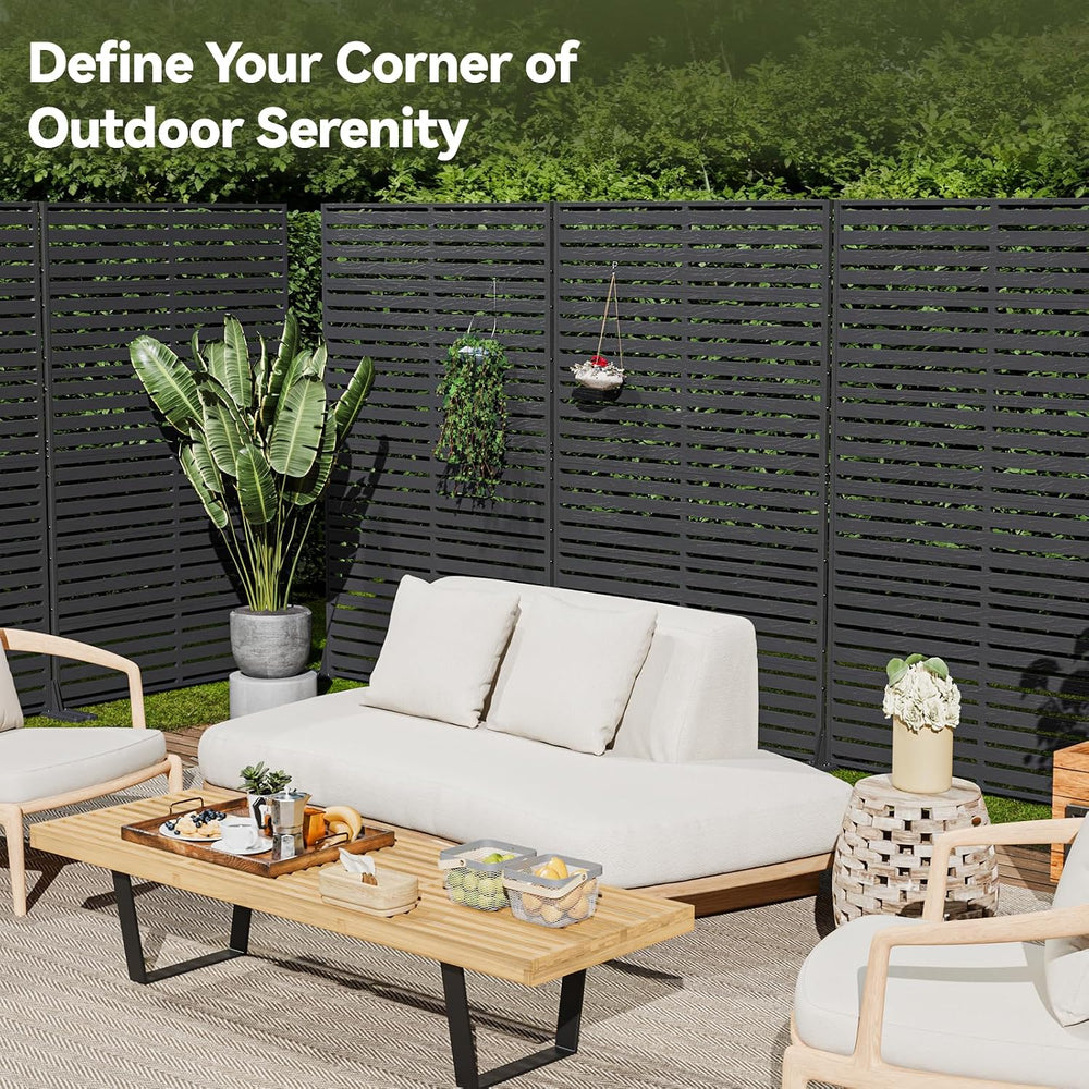 Privacy Screen Outdoor Freestanding Fence Panel with 6 Panel, 72" H×47&q...