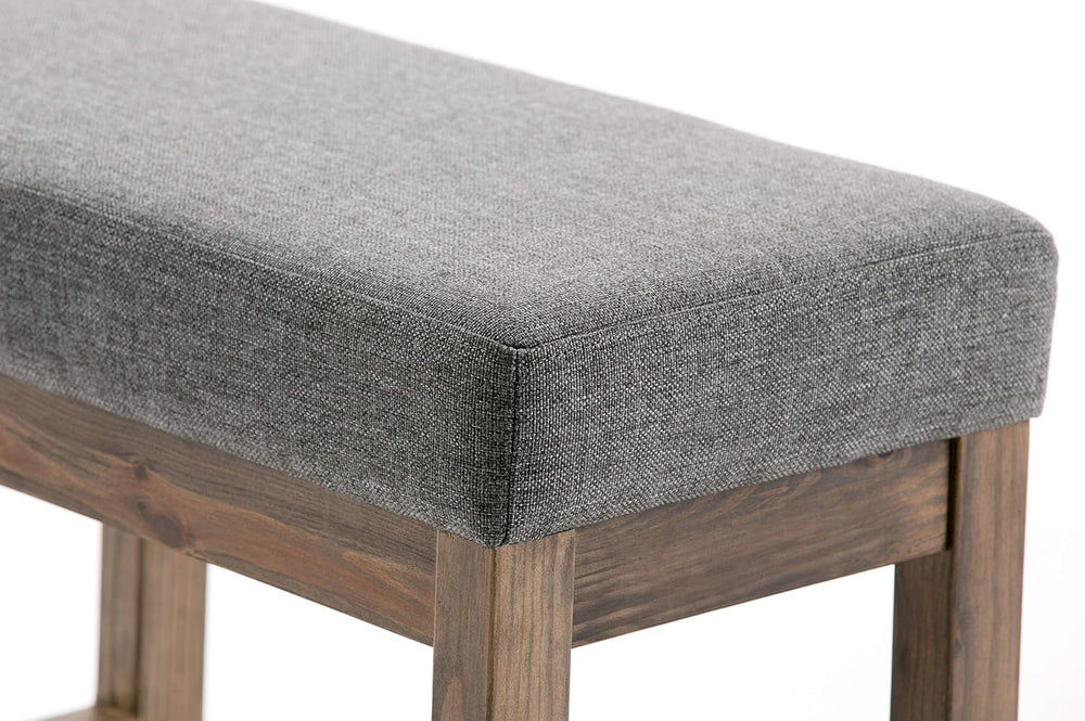 SIMPLIHOME Milltown 27" Wide Linen Look Rectangle Ottoman in Grey | Cont...