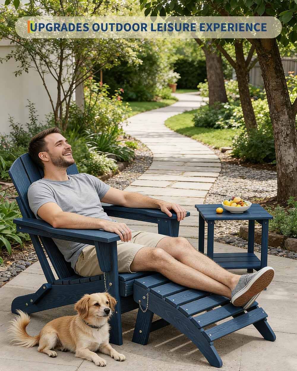 Garvee Folding Adirondack Ottoman, HDPE Outdoor Footrest for Adirondack Chair...