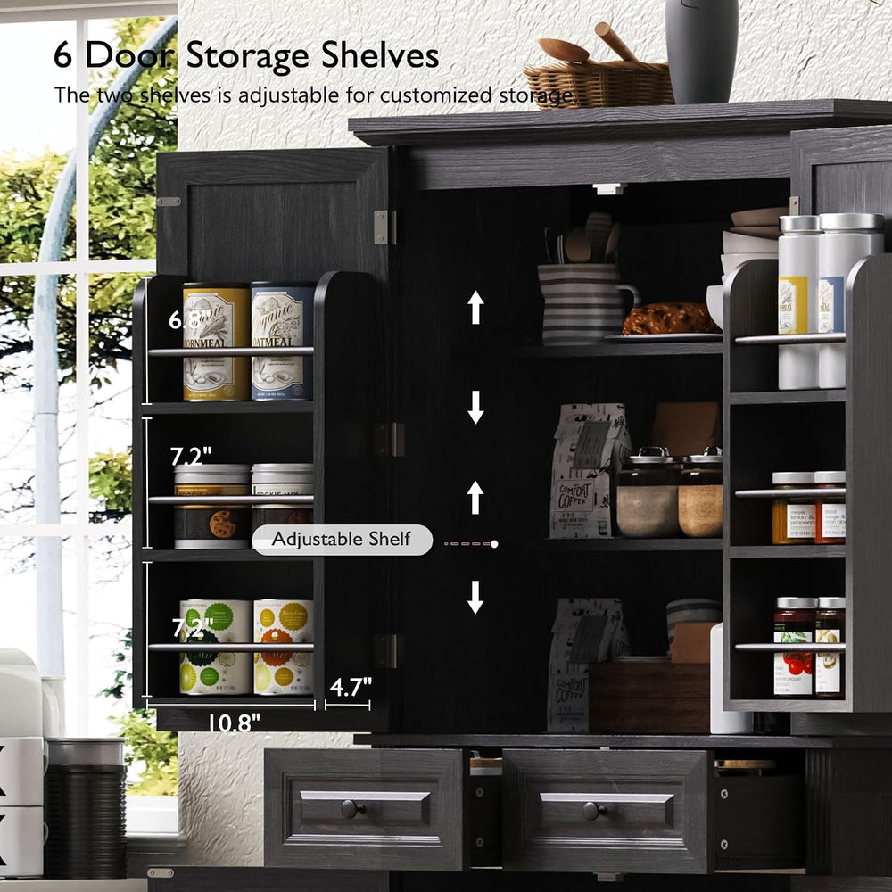 Anwick 71" Tall Kitchen Cabinet Pantry Storage, Modern Kitchen Hutch Cab...