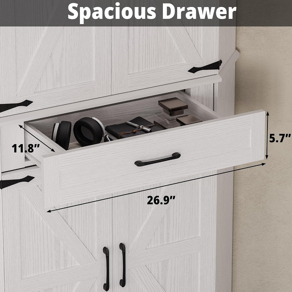 IRONCK 72" Corner Pantry Cabinet with Drawer and 4 Doors, White | Kitche...