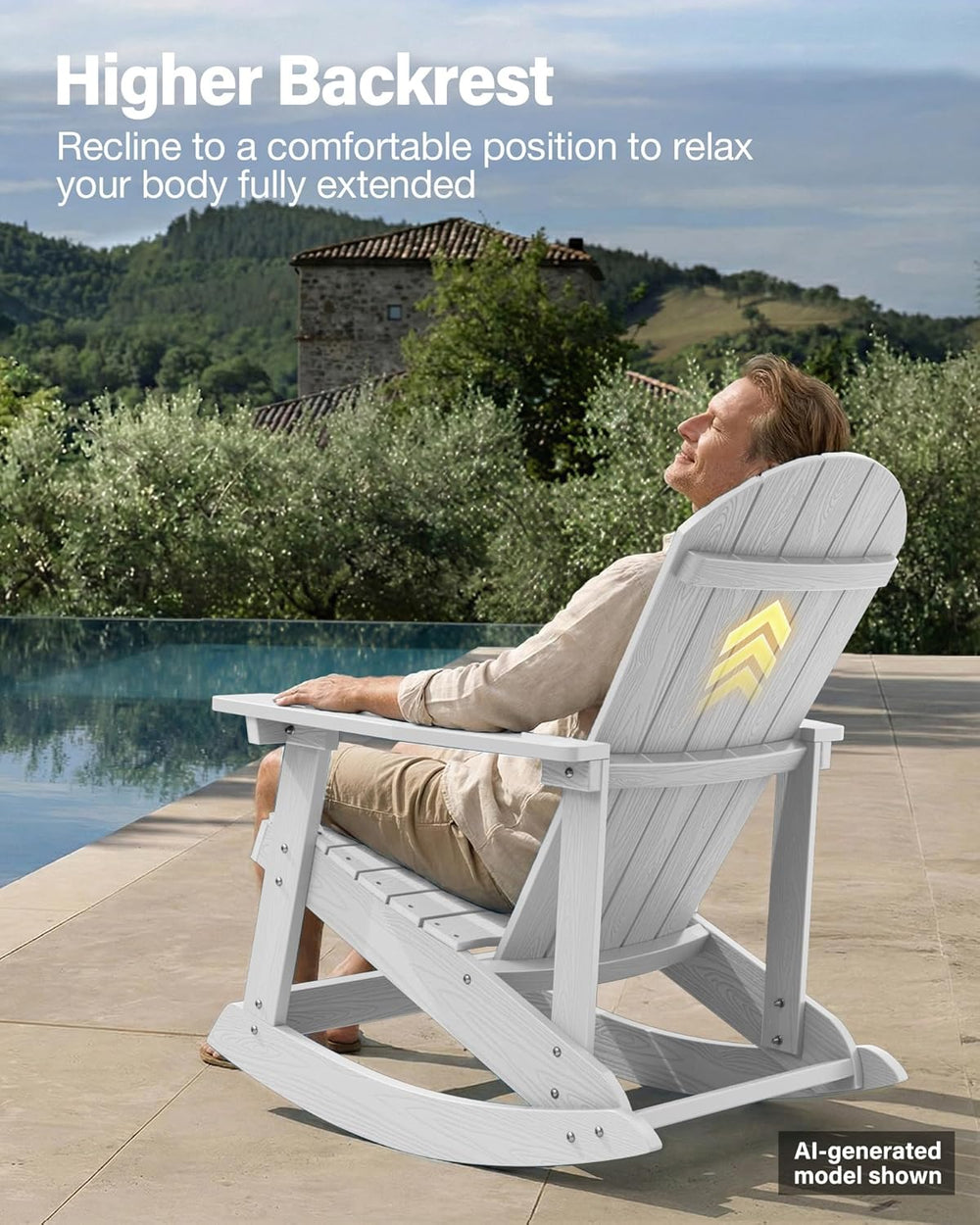 YEFU Outdoor Rocking Chair,Adirondack Rocking Chair,Patio Rocker Chair with W...