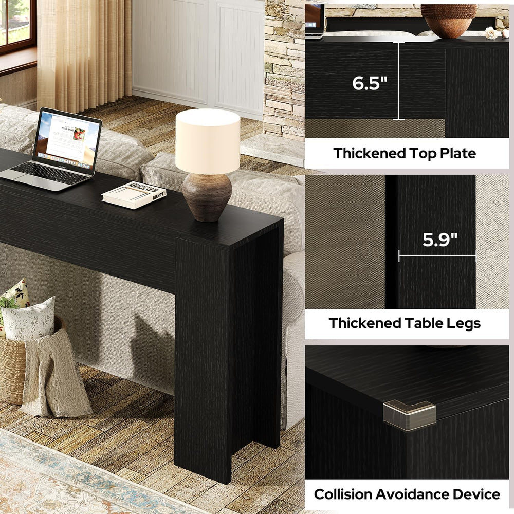 UNIQUITE 63-Inch Long Console Table with RGB LED Lights, Extra Wide and Thick...
