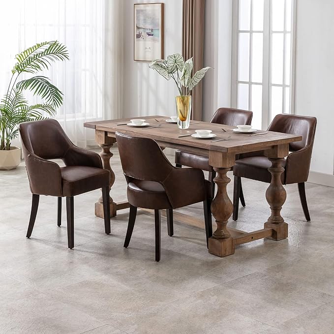 PU Leather Dining Chairs Set of 6 Upholstered Farmhouse Kitchen Chair Side Ch...