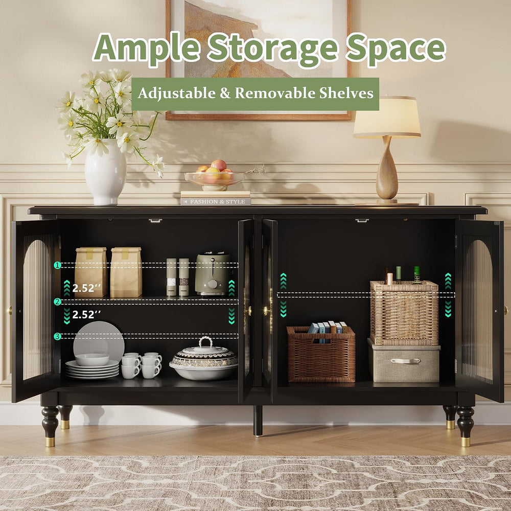 iPormis Fluted Arched Buffet Cabinet with Storage, 59" Modern Sideboard ...