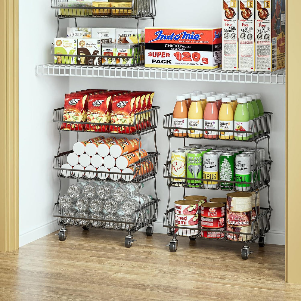 OKZEST Pantry Organizers and Storage Cart with Upgraded Metal Hub Casters | F...