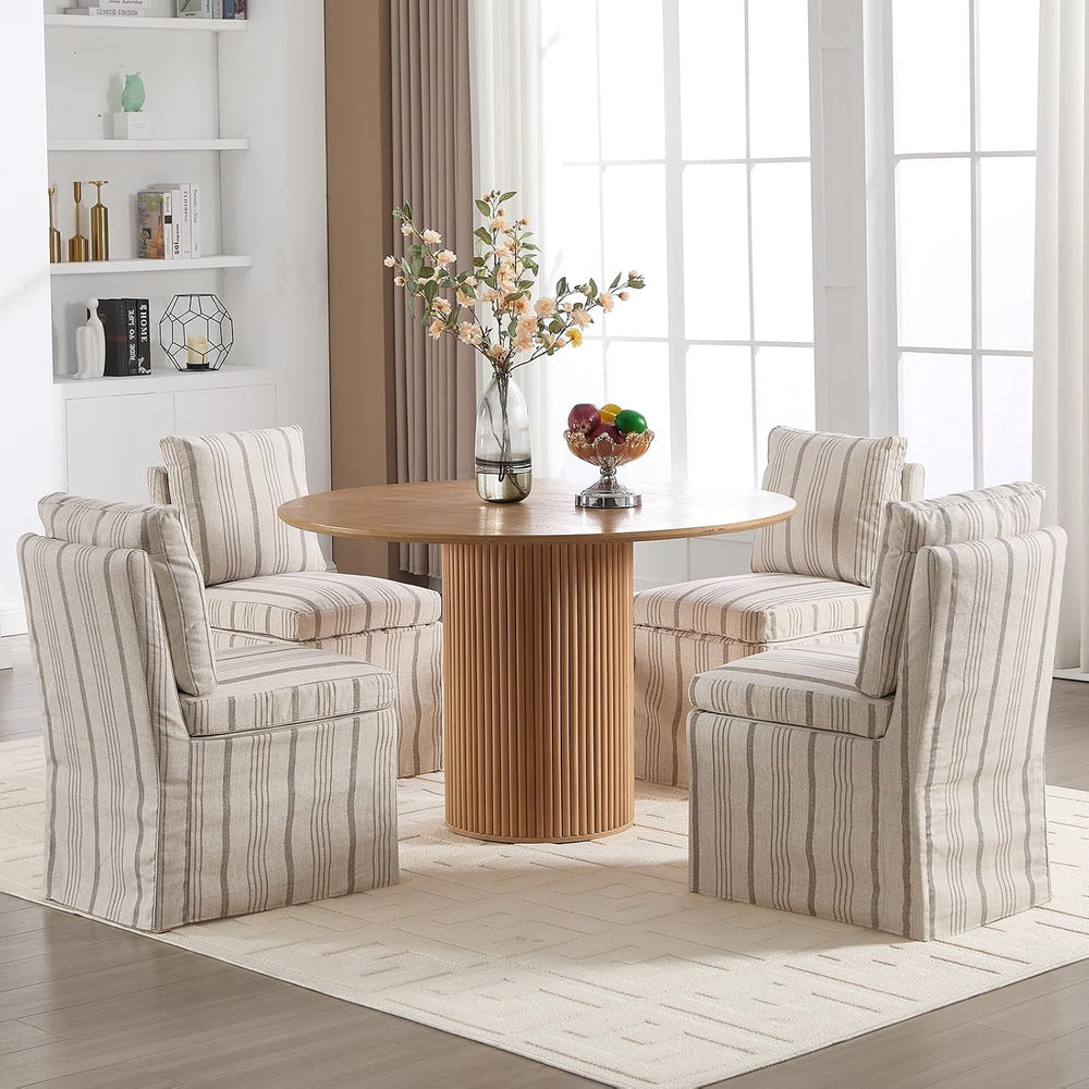 Upholstered Dining Chairs Set of 2 Slipcovered Armless Dining Chair with Soli...