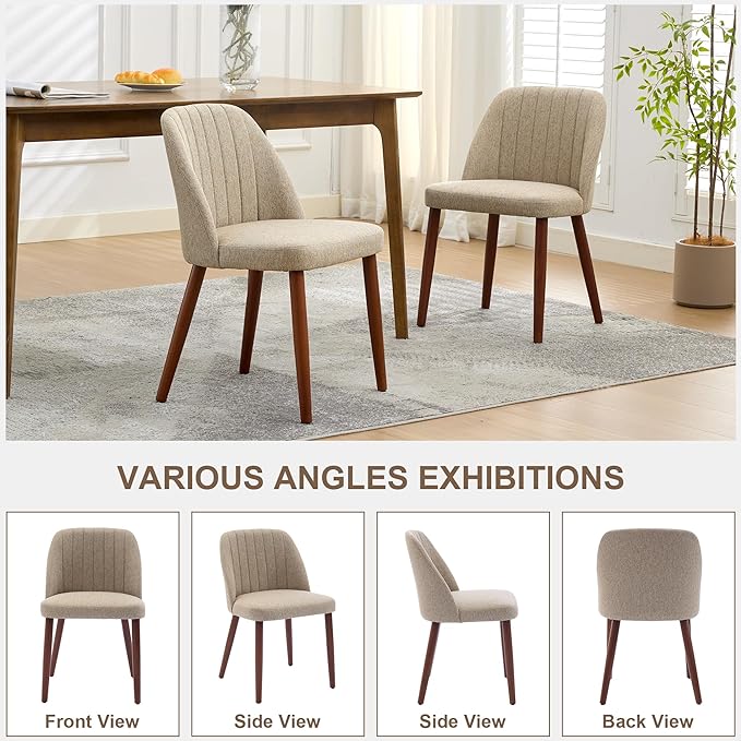 Wooden Dining Chairs Set of 2, Upholstered Kitchen Dining Room Chairs with Pa...