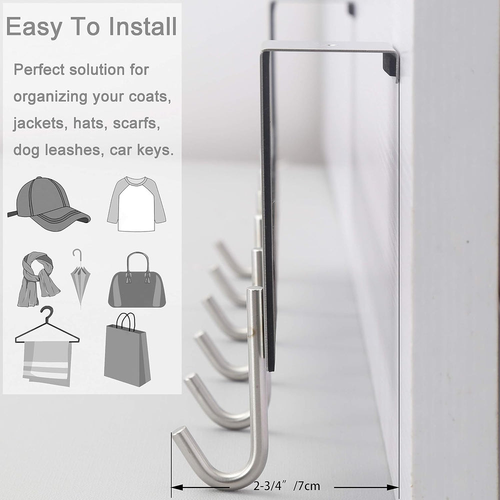 WEBI Over The Door Hooks Door Hanger,Over The Door Towel Rack with 6 Hooks fo...