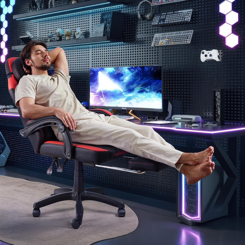 VITESSE 400 lbs Red Ergonomic Video Gaming Chair for Adults | PC Computer Cha...