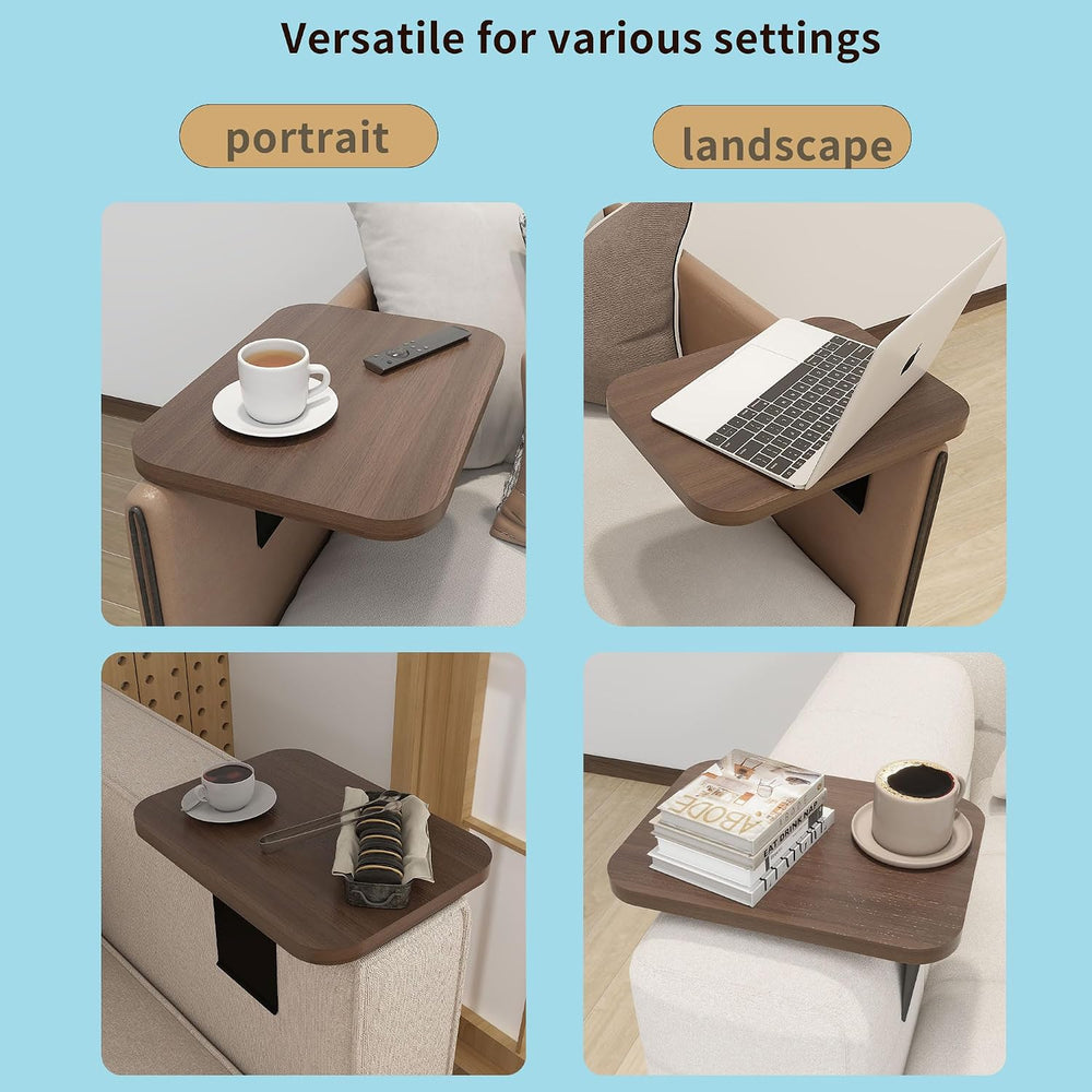 Stable Couch Arm Table Tray,Adjustable Width Clip-On Sofa Armrest Tray