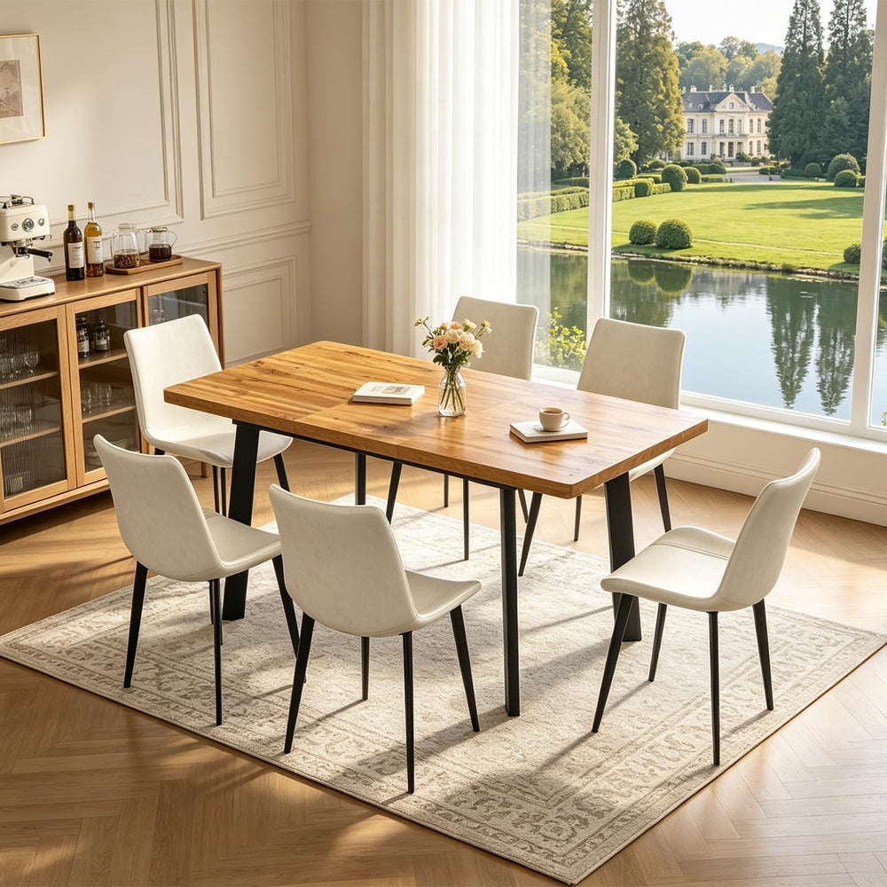 47.2"-63" Expandable Dining Room Table Set for 4-8 People, Walnut |...